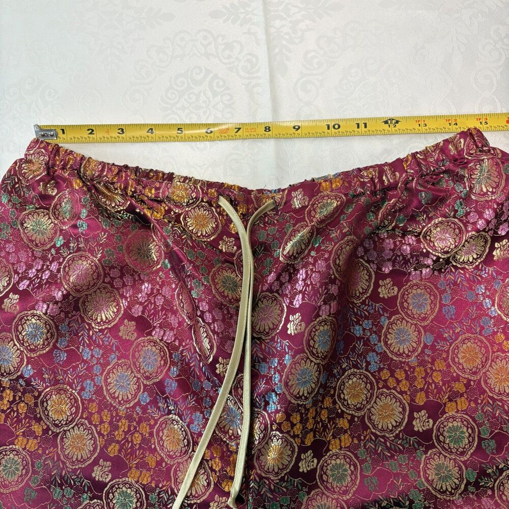 Heart Pants Funky Silk Brocade Floral Pattern Fairy Whimsygoth NWOT Size L - Picture 6 of 7